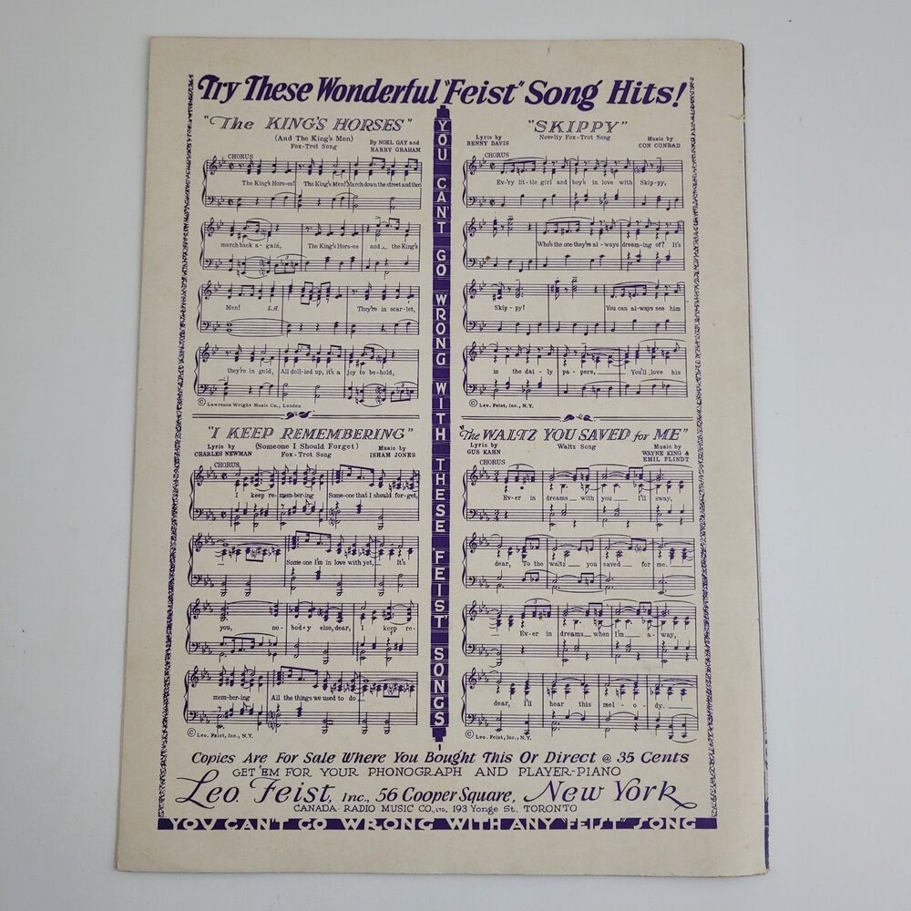 1931 Baer, Heidt & Russell Pop Sheet Music (I'll Love You in My Dreams) #SM4 - Picture 2 of 2
